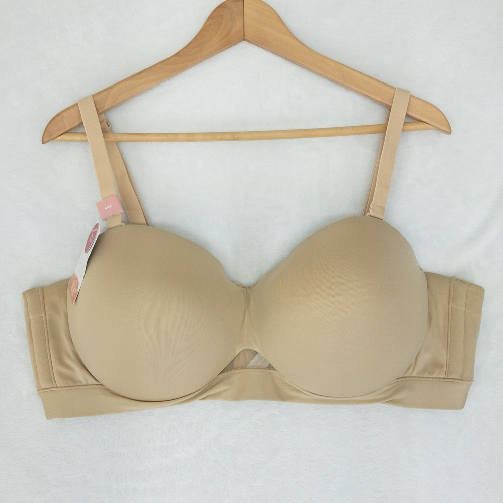 Cacique Comfort Bliss Bra Womens Size 44C Beige Multiway Strapless Lightly Lined